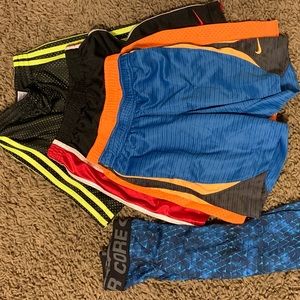 4 Pairs of athletic shorts & 1 compression tights